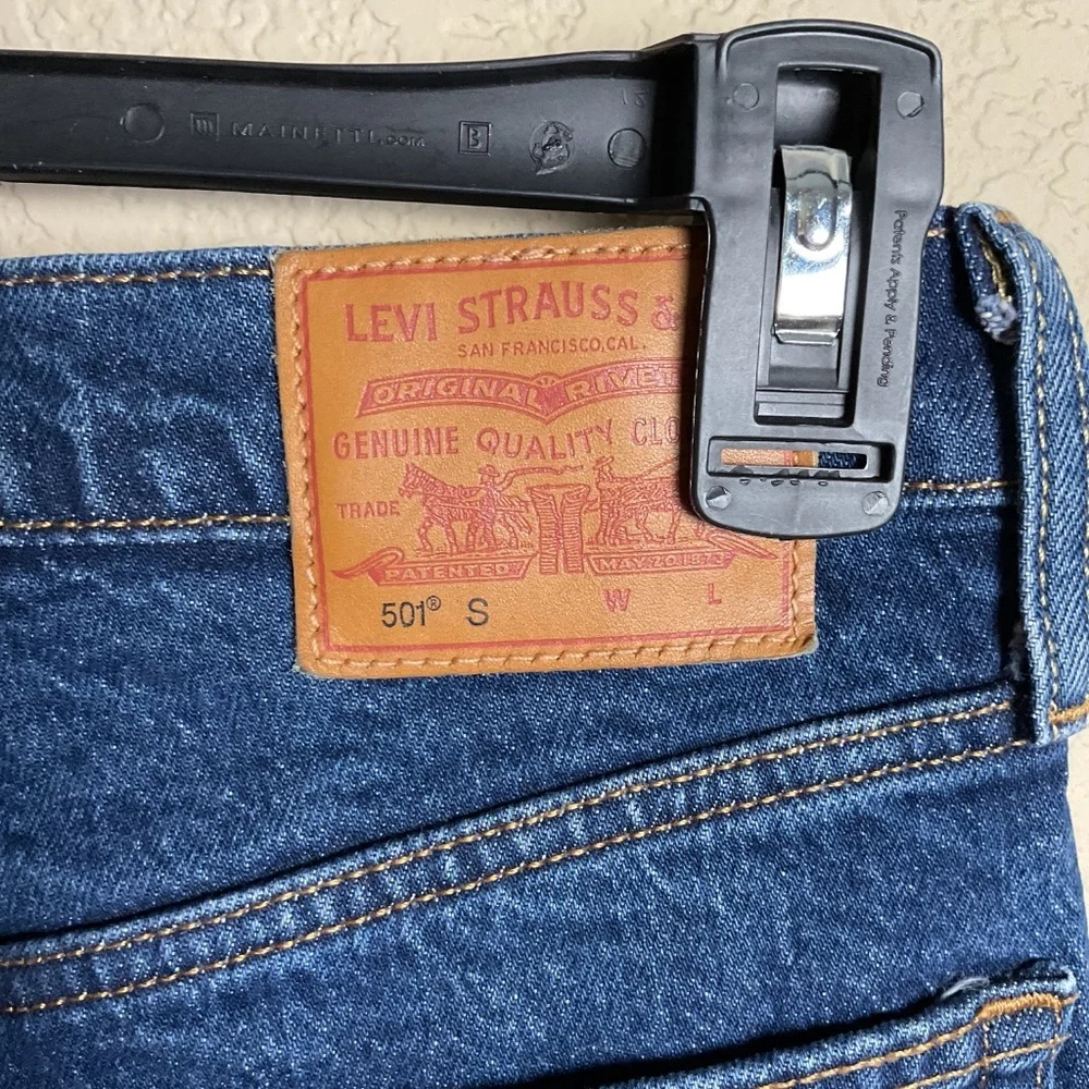 Levis Womens W25 L32 501 Skinny Premium Blue Denim High Wasted Jeans - Picture 6 of 10